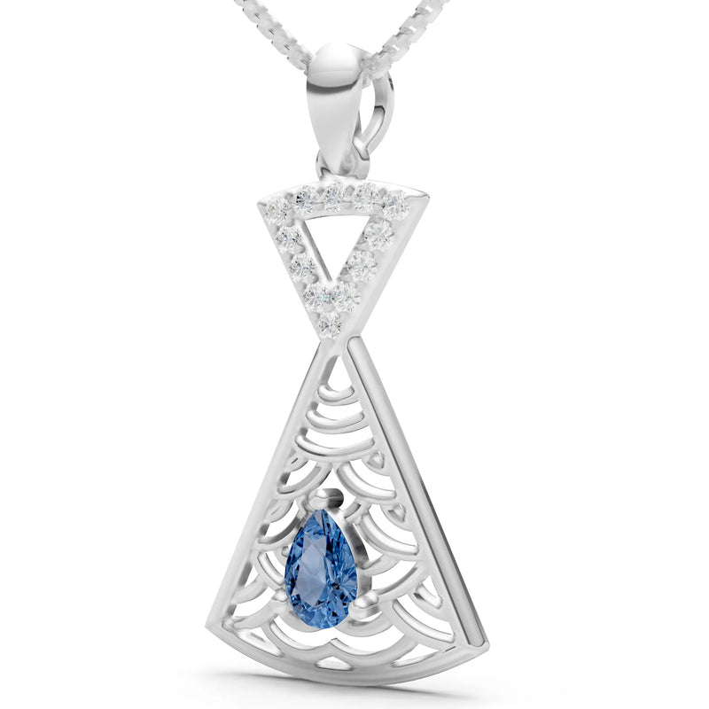 London Blue Topaz Kite Pear Gemstone Pendant