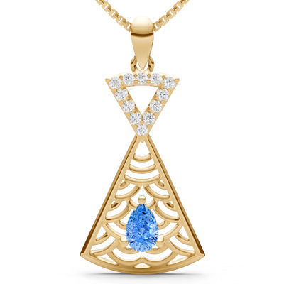 Swiss Blue Topaz Kite Pear Gemstone Pendant