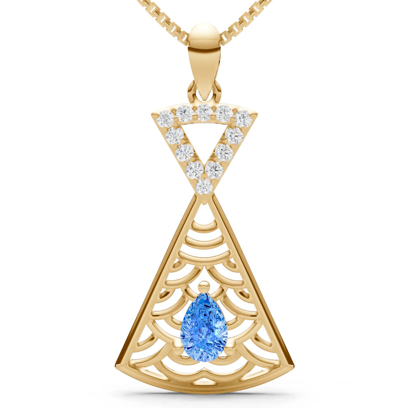 Swiss Blue Topaz Kite Pear Gemstone Pendant