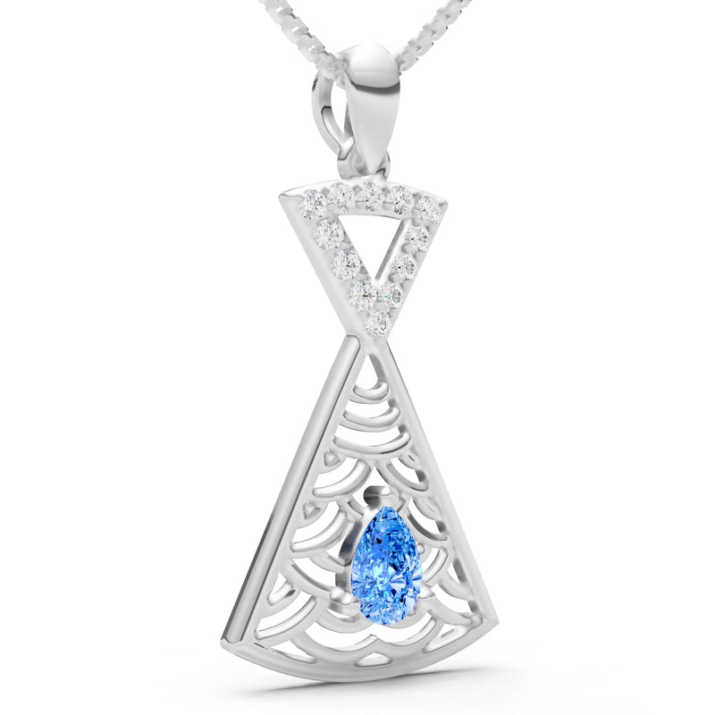 Swiss Blue Topaz Kite Pear Gemstone Pendant