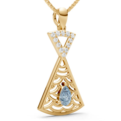 Aquamarine Kite Pear Gemstone Pendant