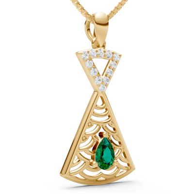 Emerald Kite Pear Gemstone Pendant