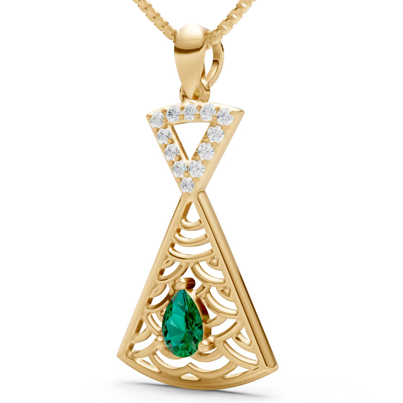 Emerald Kite Pear Gemstone Pendant