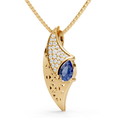 Blue Sapphire Pear Gemstone Pendant