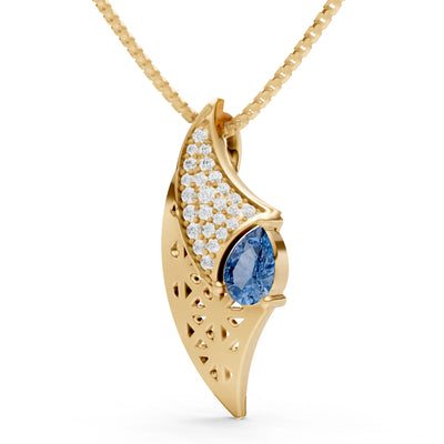 London Blue Topaz Pear Gemstone Pendant