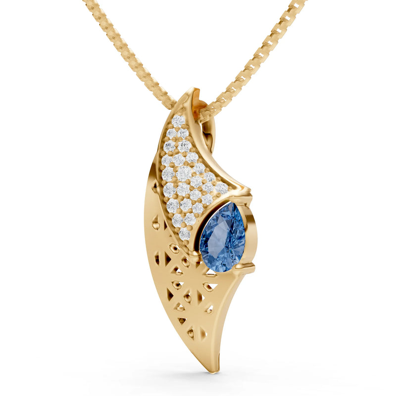 London Blue Topaz Pear Gemstone Pendant