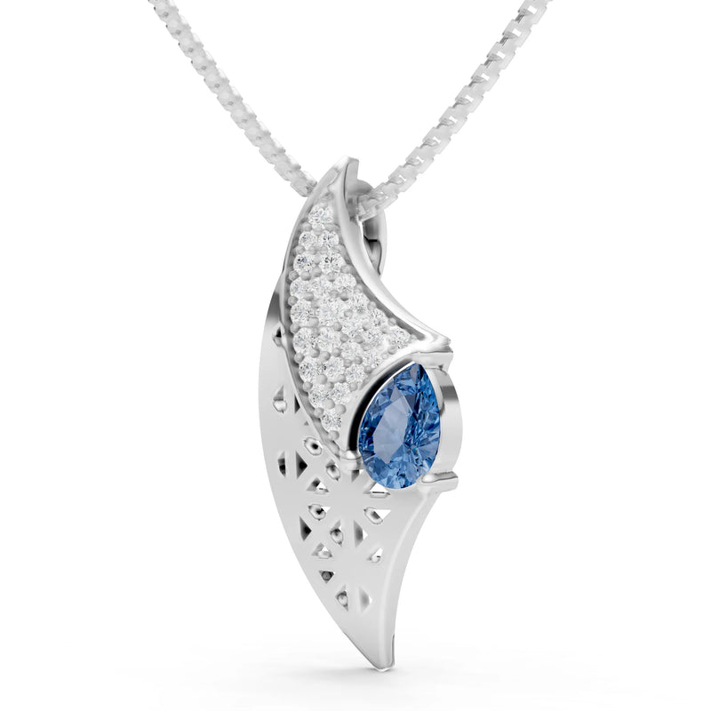 London Blue Topaz Pear Gemstone Pendant