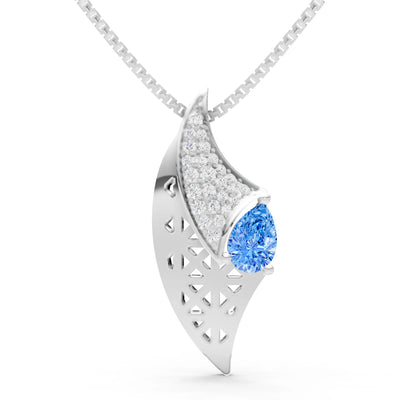 Swiss Blue Topaz Pear Gemstone Pendant