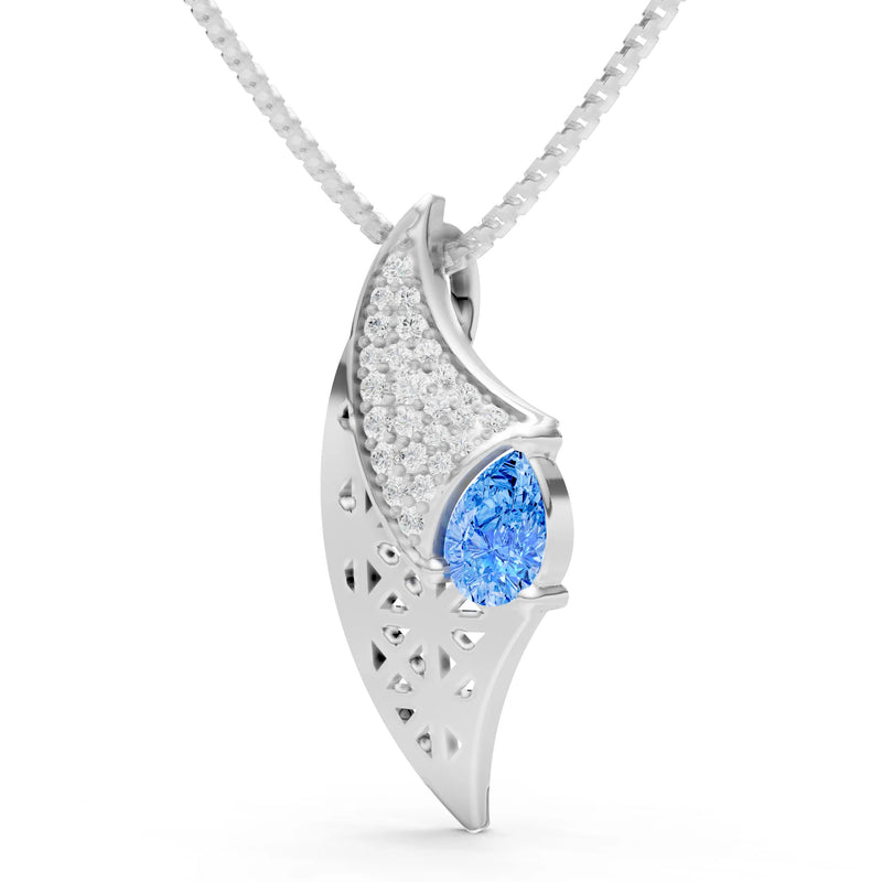 Swiss Blue Topaz Pear Gemstone Pendant