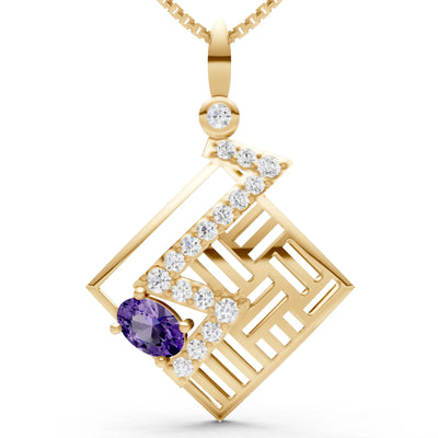 Amethyst Lightning Gemstone Pendant