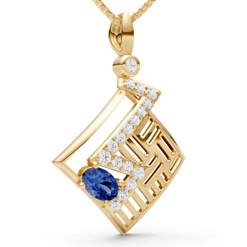 Blue Sapphire Lightning Gemstone Pendant