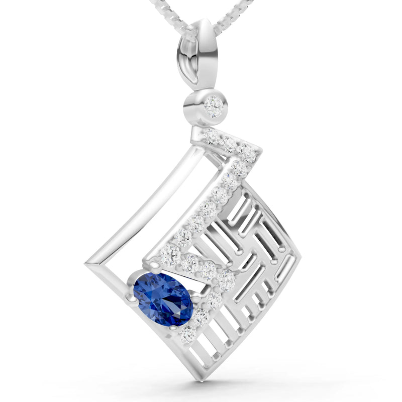 Blue Sapphire Lightning Gemstone Pendant