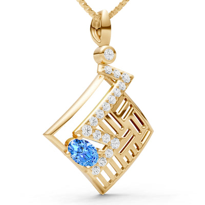 Swiss Blue Topaz Lightning Gemstone Pendant