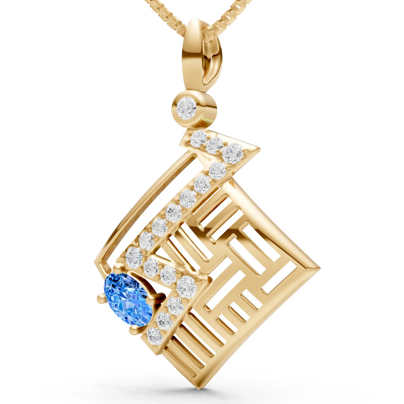 Swiss Blue Topaz Lightning Gemstone Pendant