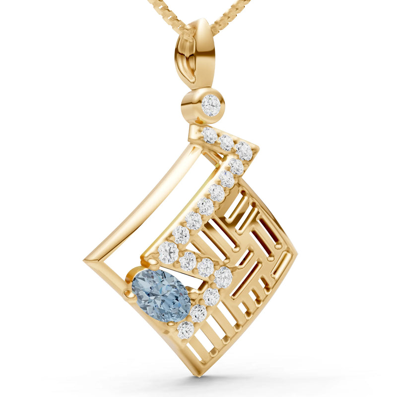 Aquamarine Lightning Gemstone Pendant