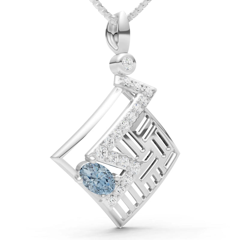 Aquamarine Lightning Gemstone Pendant
