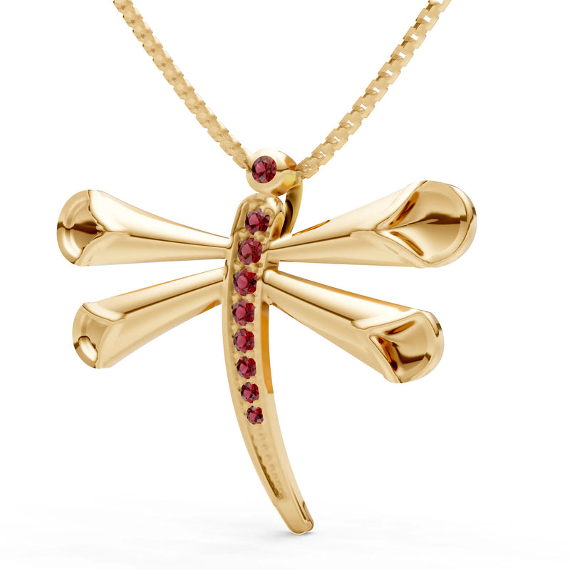 Garnet Dragonfly Pendant