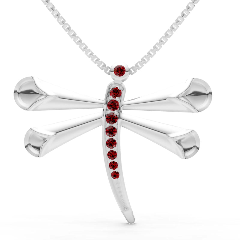 Garnet Dragonfly Pendant