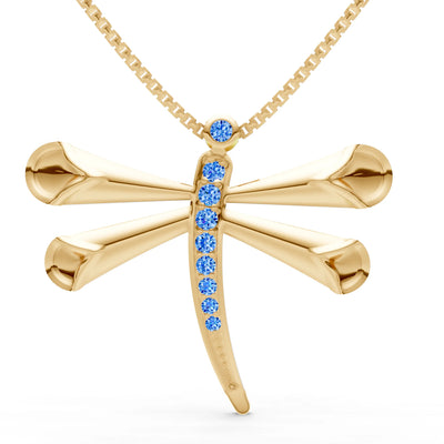 Swiss Blue Topaz Dragonfly Pendant