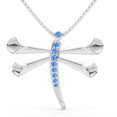 Swiss Blue Topaz Dragonfly Pendant