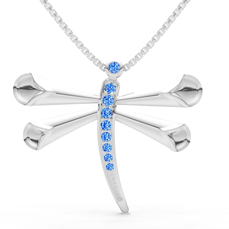 Swiss Blue Topaz Dragonfly Pendant