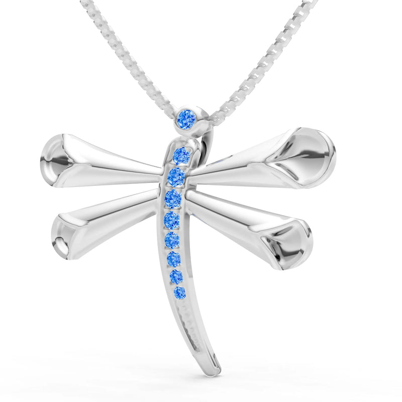 Swiss Blue Topaz Dragonfly Pendant