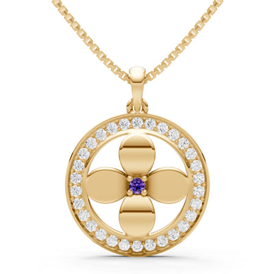 Amethyst Flower Medallion Pendant