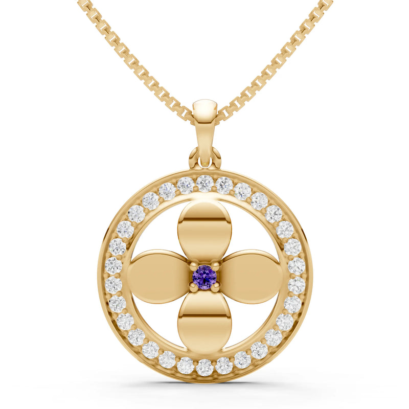 Amethyst Flower Medallion Pendant