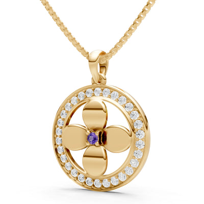 Amethyst Flower Medallion Pendant