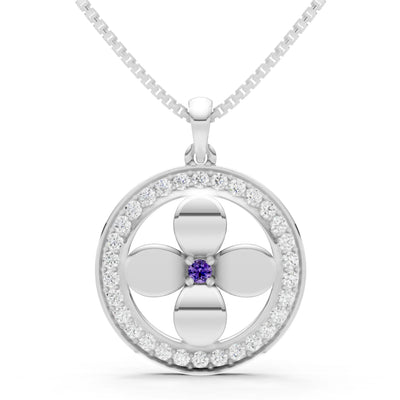 Amethyst Flower Medallion Pendant
