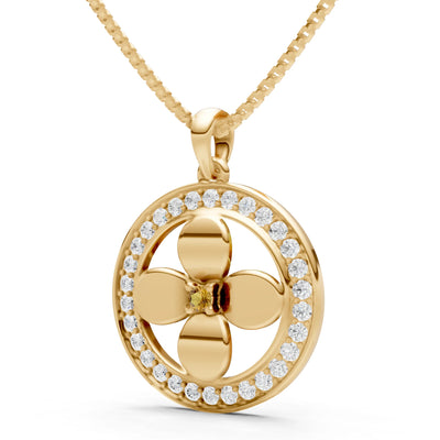 Citrine Flower Medallion Pendant