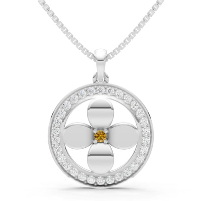 Citrine Flower Medallion Pendant
