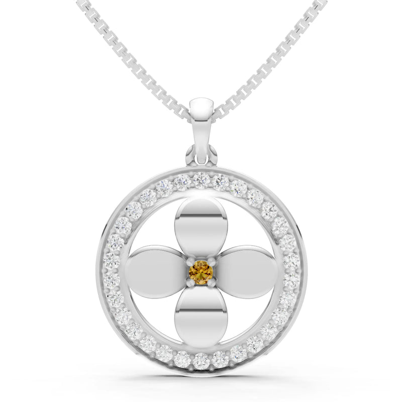 Citrine Flower Medallion Pendant