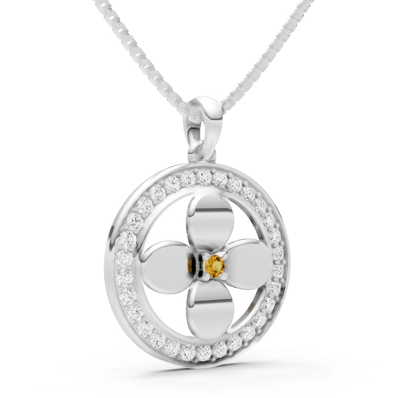 Citrine Flower Medallion Pendant