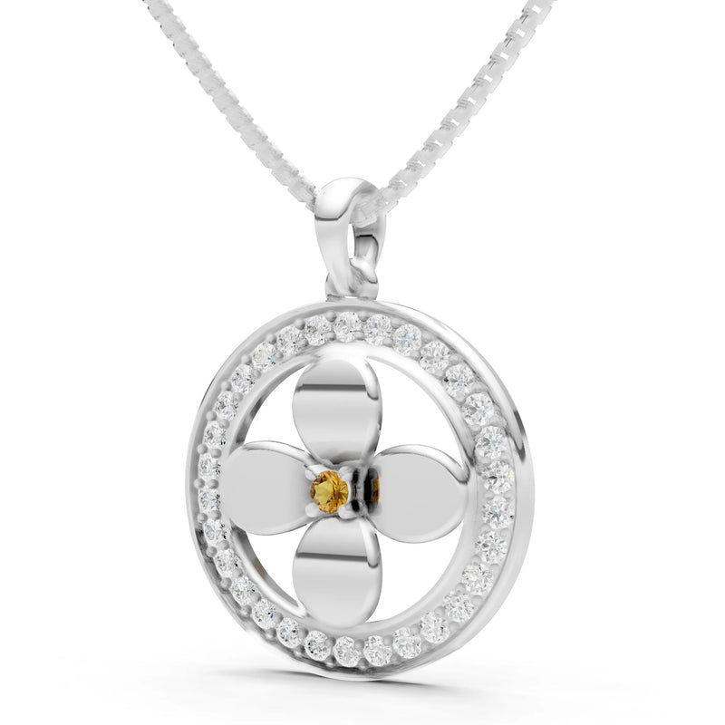 Citrine Flower Medallion Pendant