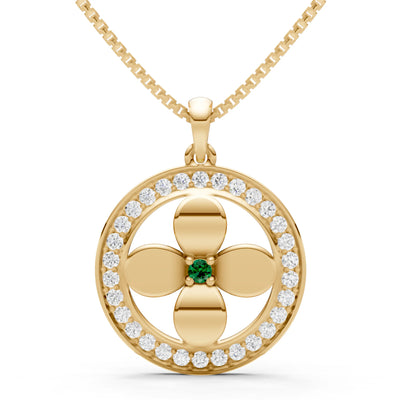 Emerald Flower Medallion Pendant