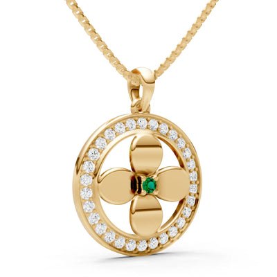 Emerald Flower Medallion Pendant
