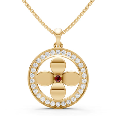 Garnet Flower Medallion Pendant
