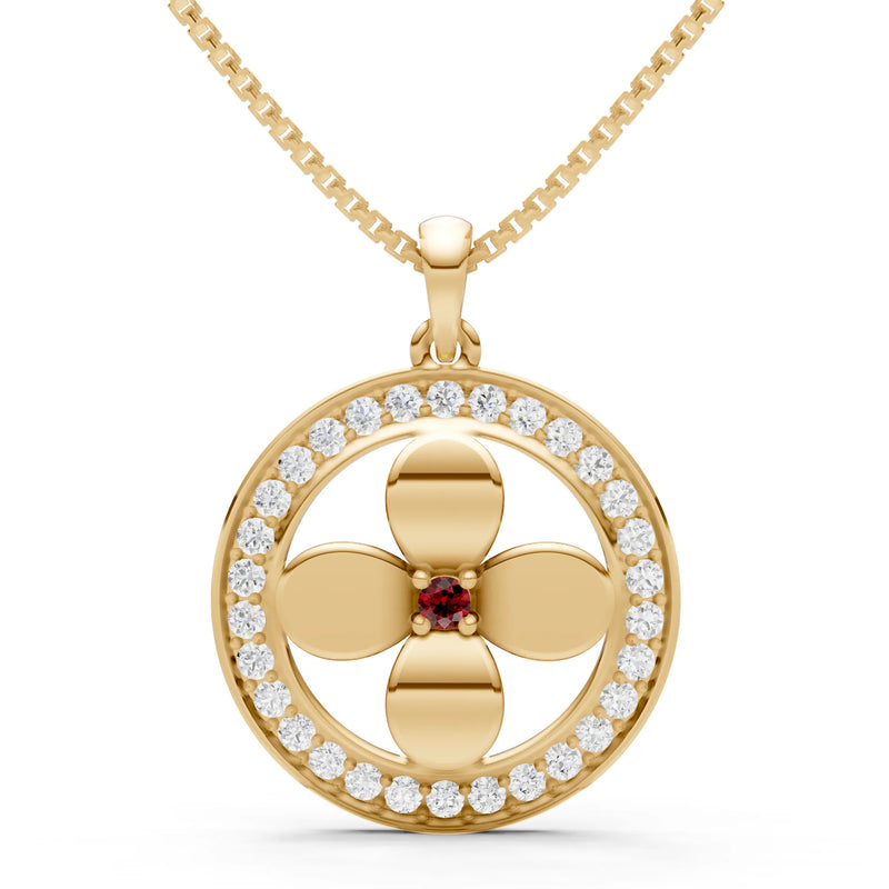 Garnet Flower Medallion Pendant