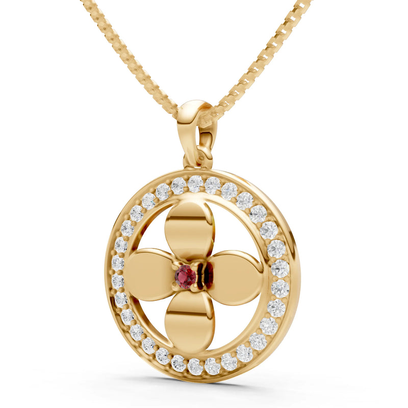 Garnet Flower Medallion Pendant