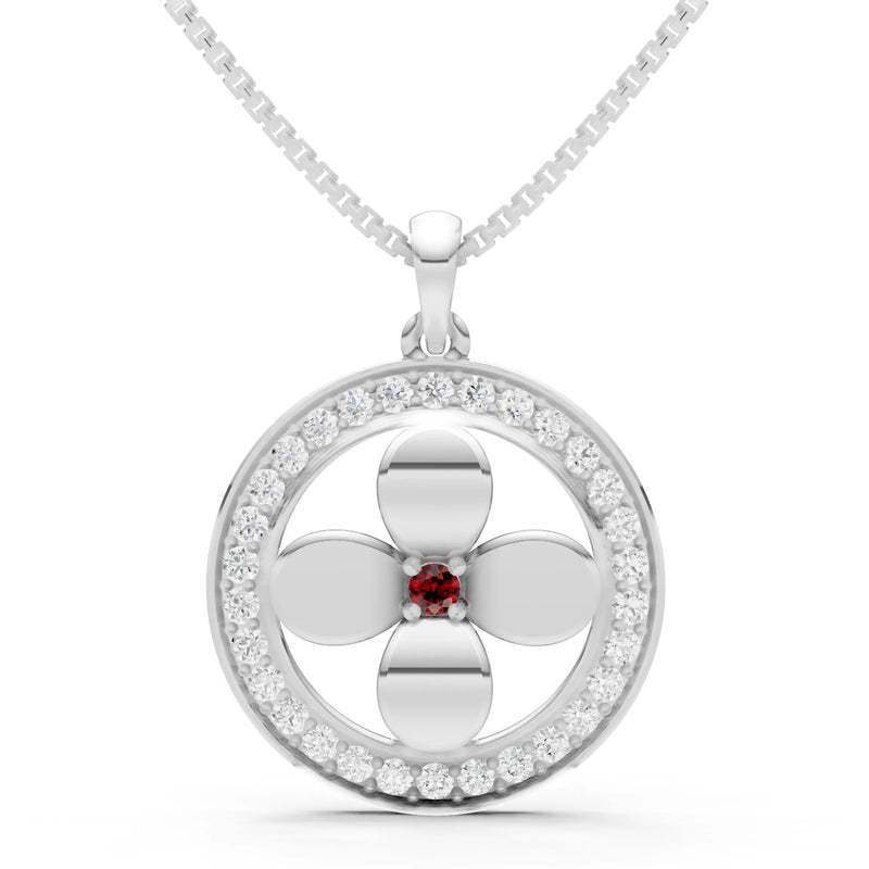 Garnet Flower Medallion Pendant