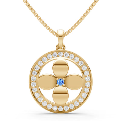 Swiss Blue Topaz Flower Medallion Pendant