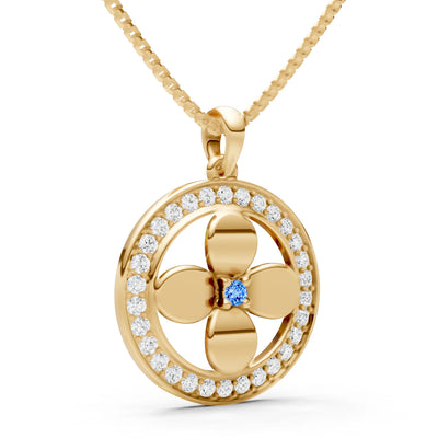 Swiss Blue Topaz Flower Medallion Pendant