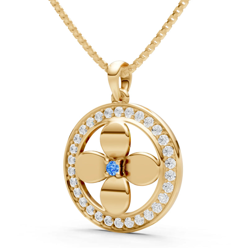 Swiss Blue Topaz Flower Medallion Pendant