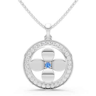 Swiss Blue Topaz Flower Medallion Pendant