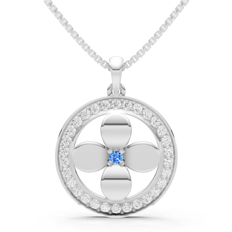 Swiss Blue Topaz Flower Medallion Pendant