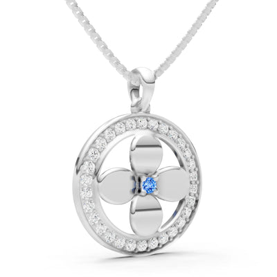 Swiss Blue Topaz Flower Medallion Pendant