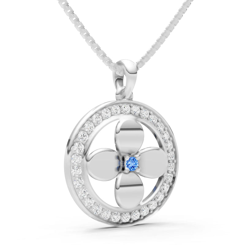 Swiss Blue Topaz Flower Medallion Pendant