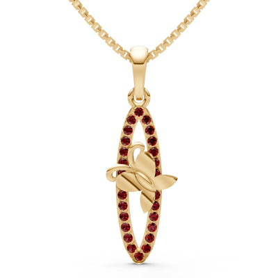 Garnet Butterfly Pendant