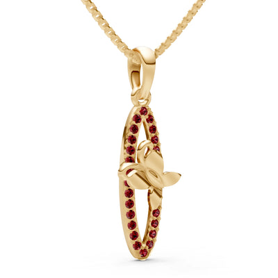 Garnet Butterfly Pendant